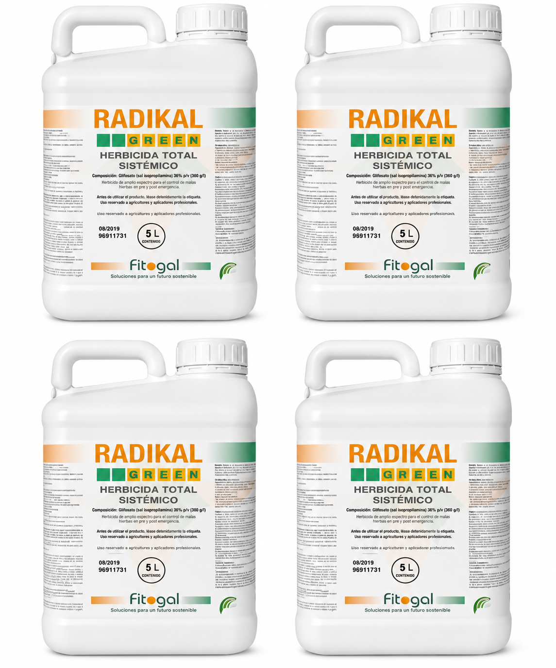 Lot de 4 Radikal Green – Herbicide systémique – 4 x 5 L – 20 L au total